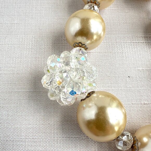 90s Statement Necklace, Chunky Pearls & Crystals - Picture 4 of 10